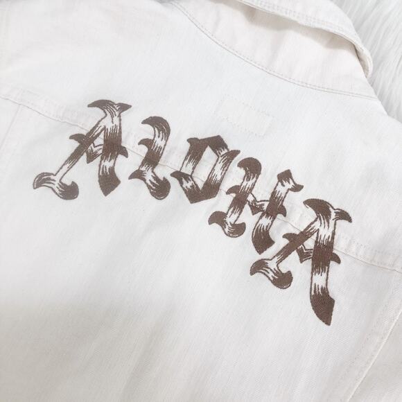 🆕 Anthropologie Mother Bruiser Cropped Embroidery Denim Jacket Size Medium - Picture 8 of 8